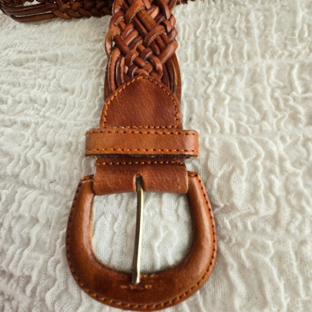 Brown Genuine Leather Braided Boho Fairy Western Festival Woven Belt Size M 35" - Picture 4 of 9